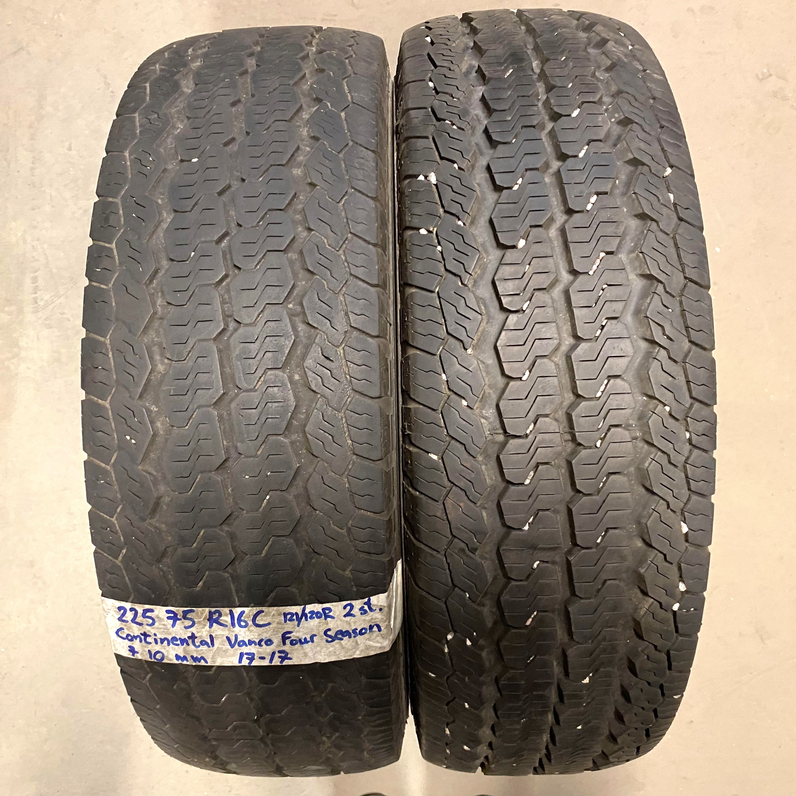 16" BEGAGNADE SOMMARDÄCK | 2 st 225/75 R16C 121/120R Continental Vanco Four Season | V17-17 | 7|10 mm | G-4
