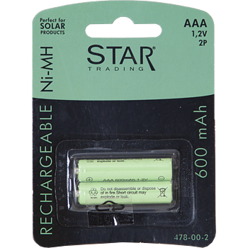 Akku aurinkotuotteet AAA 1.2V 600mAh Ni-MH Star Trading AAA 1.2V Ni-MH Star Trading