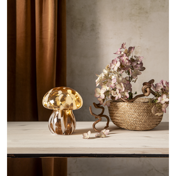 Batteridekoration Funghi Brun 15cm Star Trading