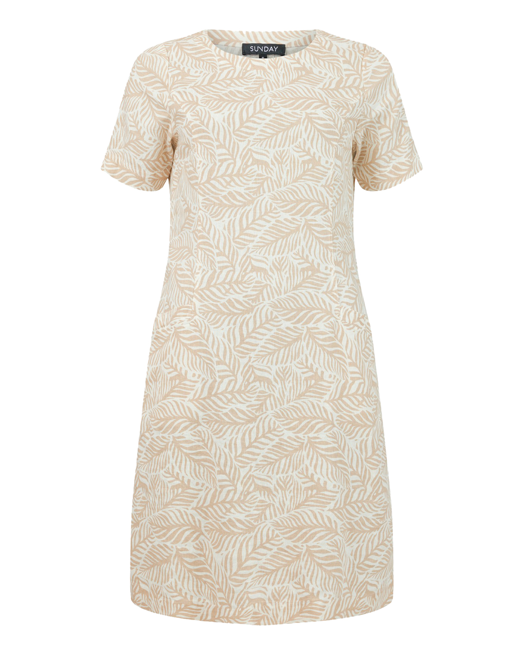 Klänning linnemix beige mönstrad - 3