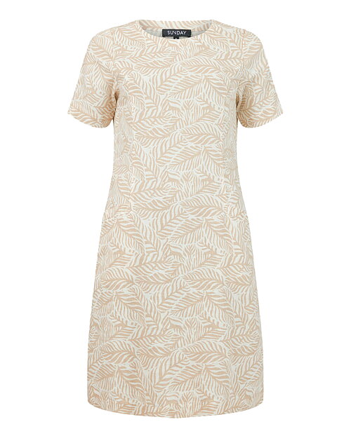 Klänning linnemix beige mönstrad - 3