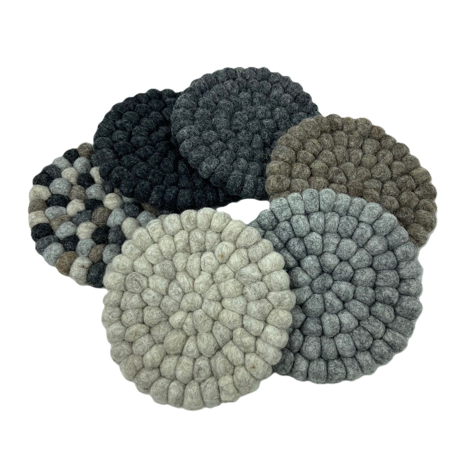 Coaster / Drinkunderlägg av ullbollar 4-pack