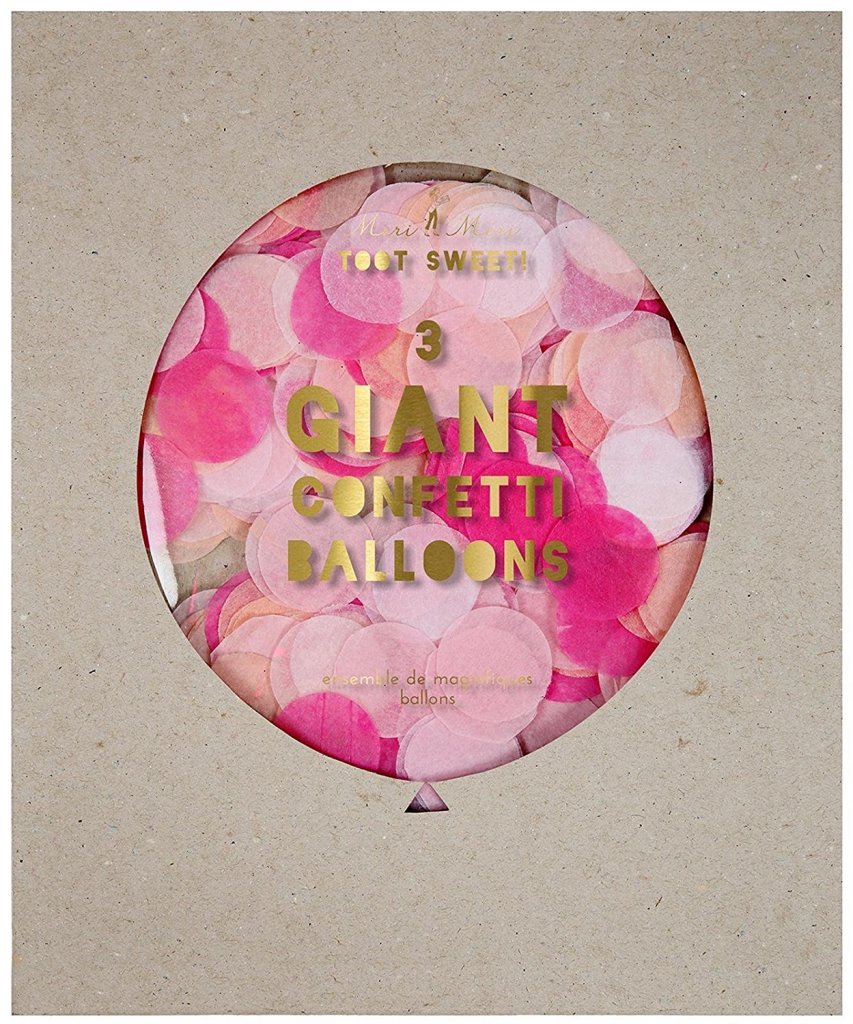 Meri Meri Ballong med konfetti, Rosa - 2