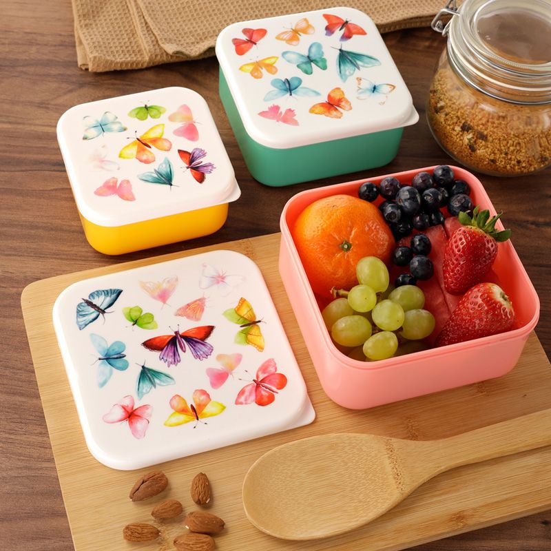 Lunch boxes 3 sets Butterflies shabby chic country style Farm romance