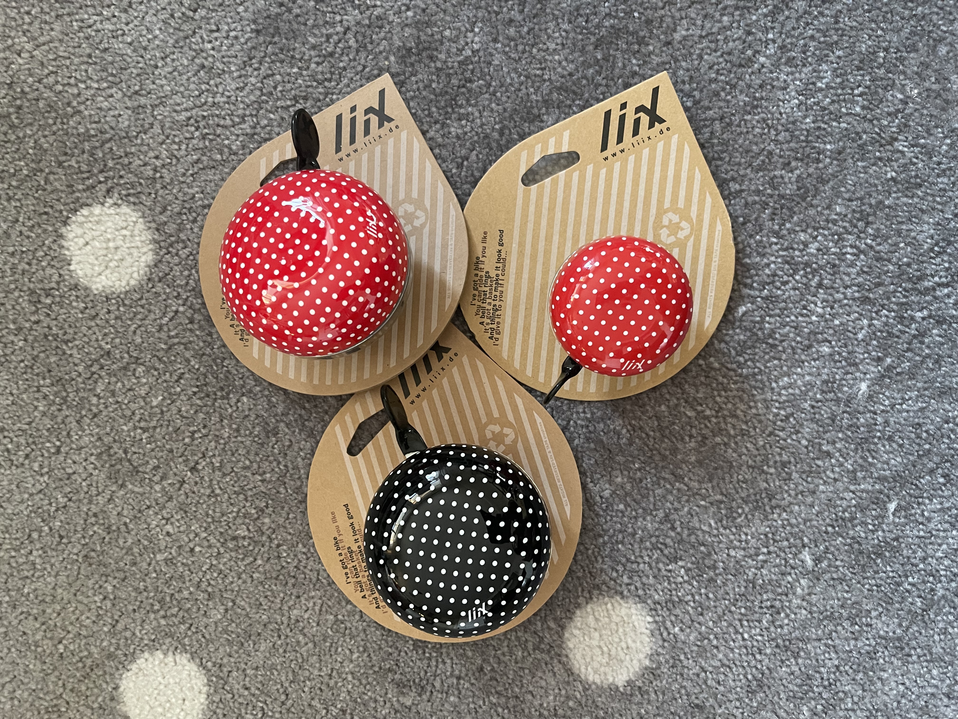 Ringklocka Cykel - Mini - Polka Dots Röd, Liix - 2