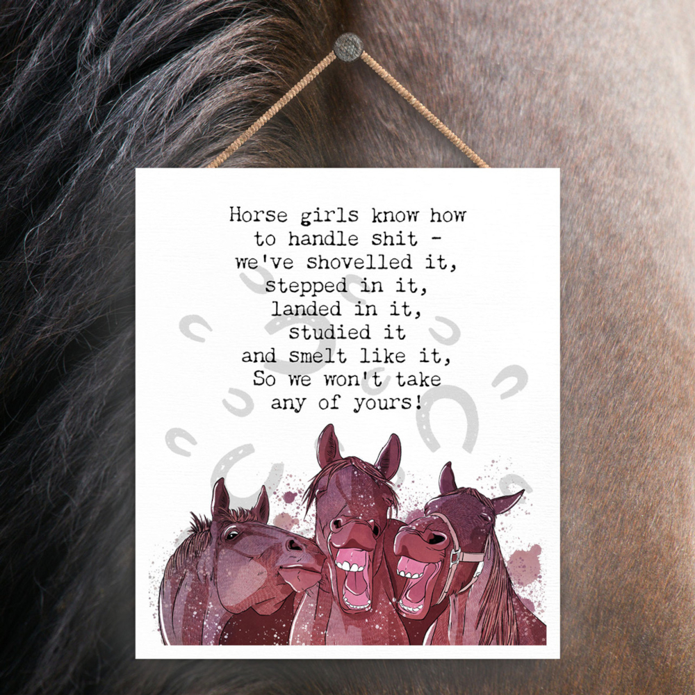 Wooden Sign Vivid Squid Horse Motif Horse Girls - 2
