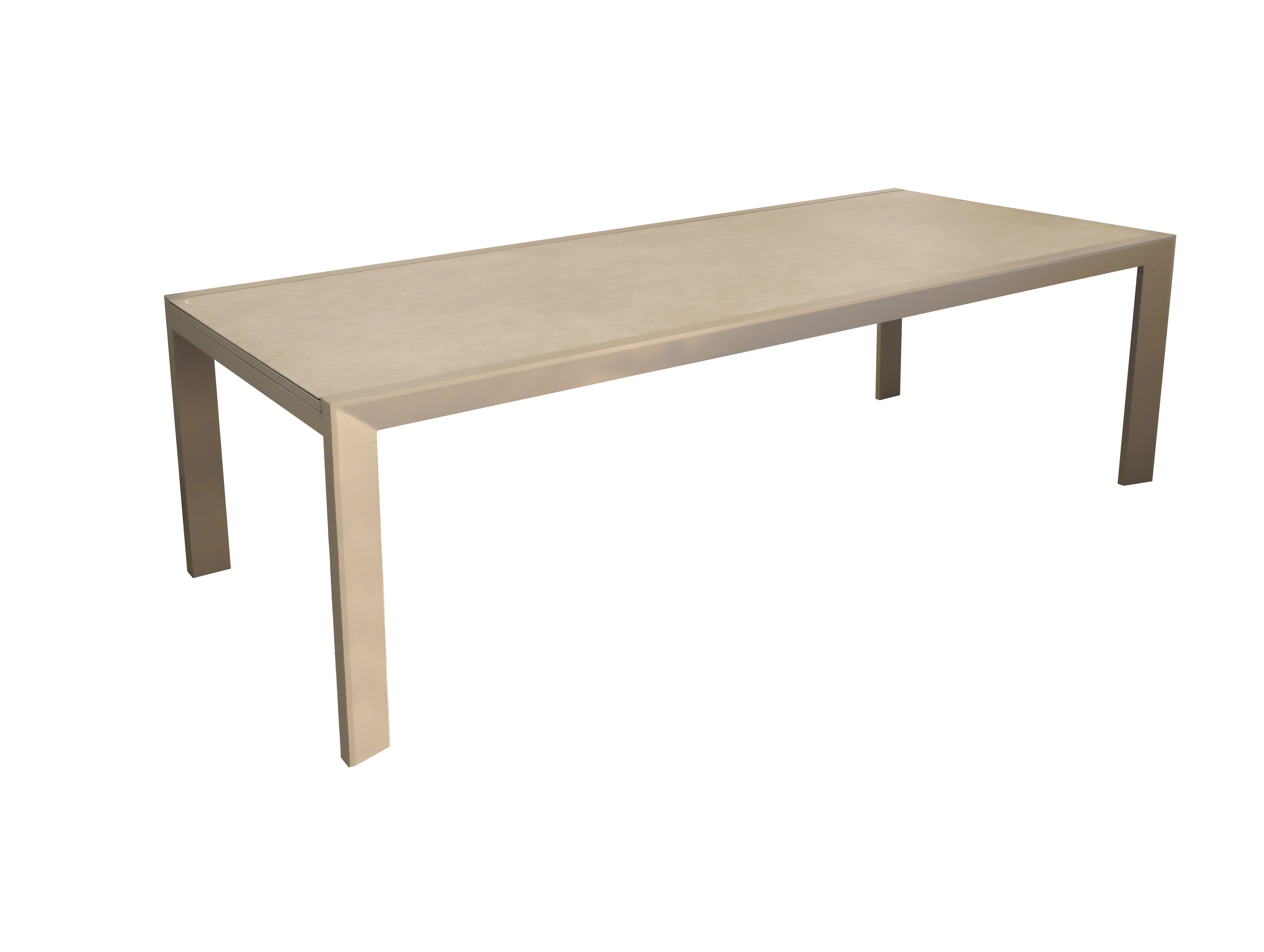 Greta matbord khaki, utdragbart trädgårdsbord i aluminium med beige bordsskiva