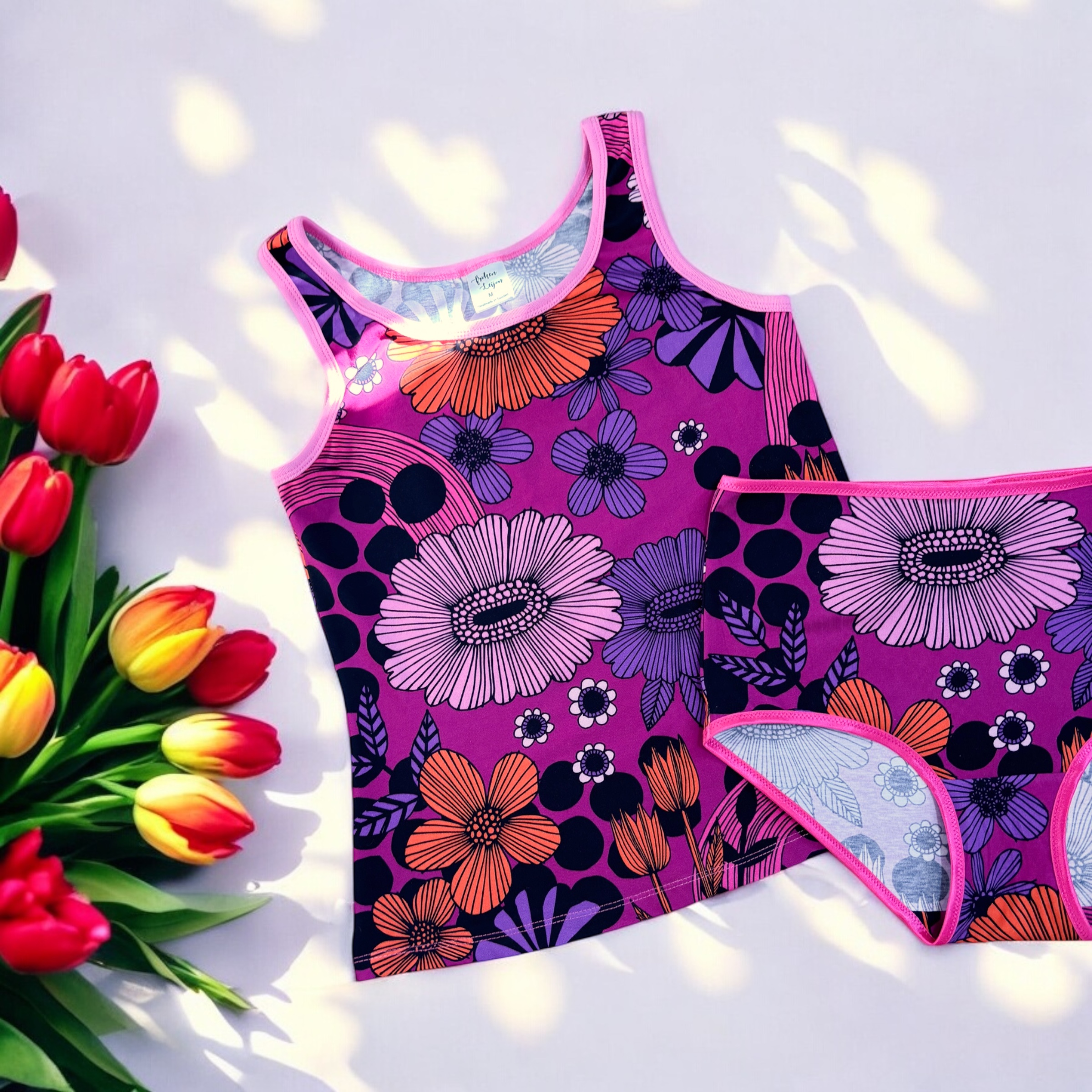 Linne ”Flower pop” cerise - 4