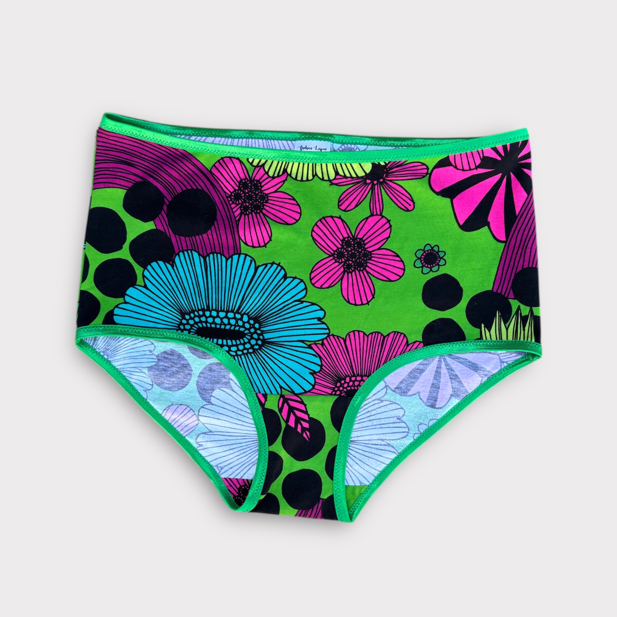 Trosa med hög midja ”Flower pop” grön