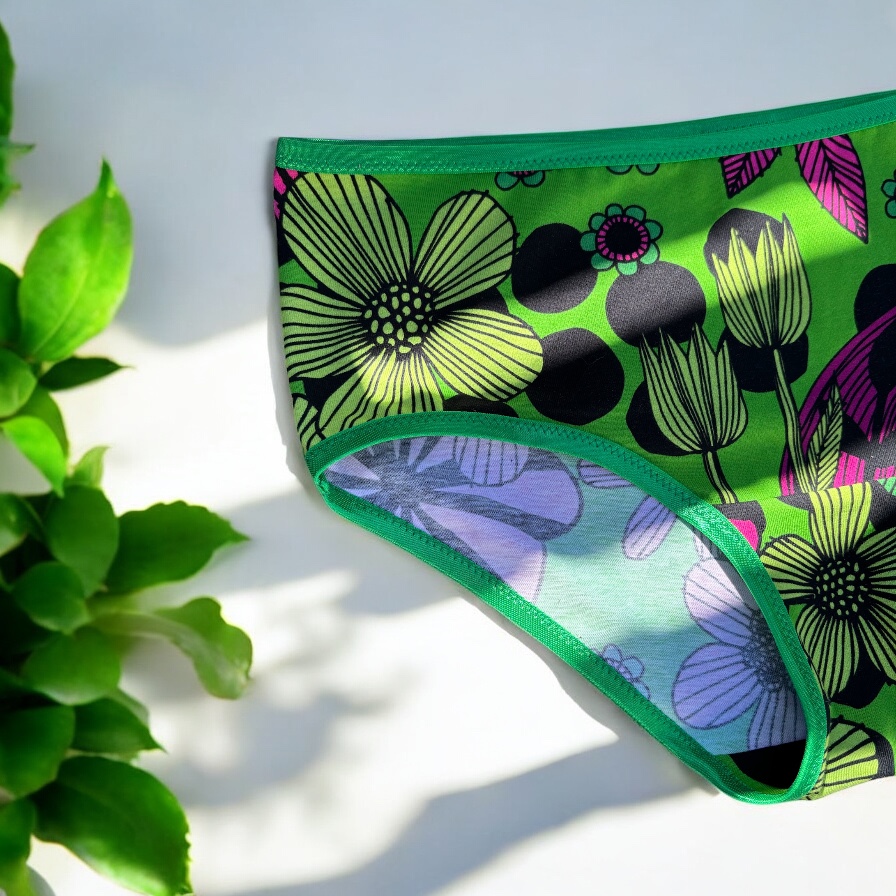 High-waist panties "Flower pop” grön - 3