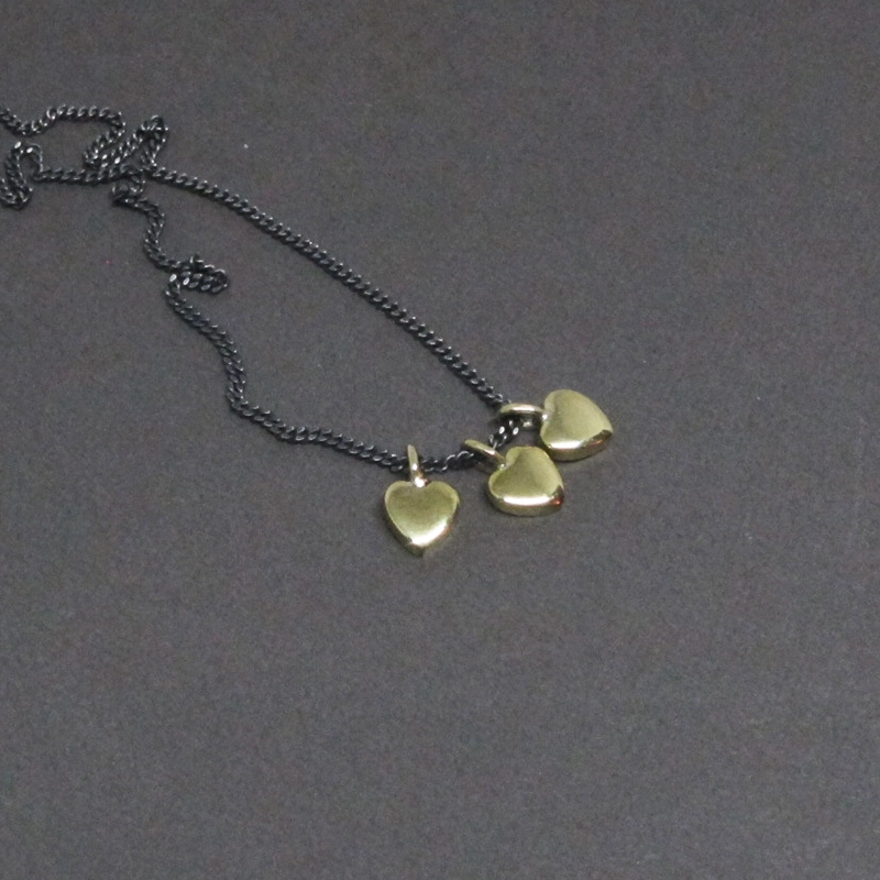 Gyllene hjärtan - halsband mässing/silver - 2
