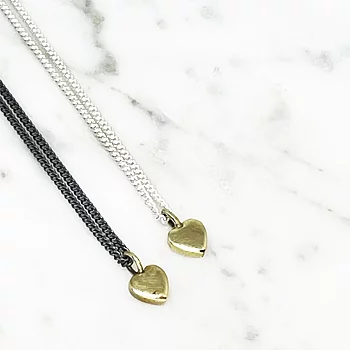 Gyllene hjärtan - halsband mässing/silver
