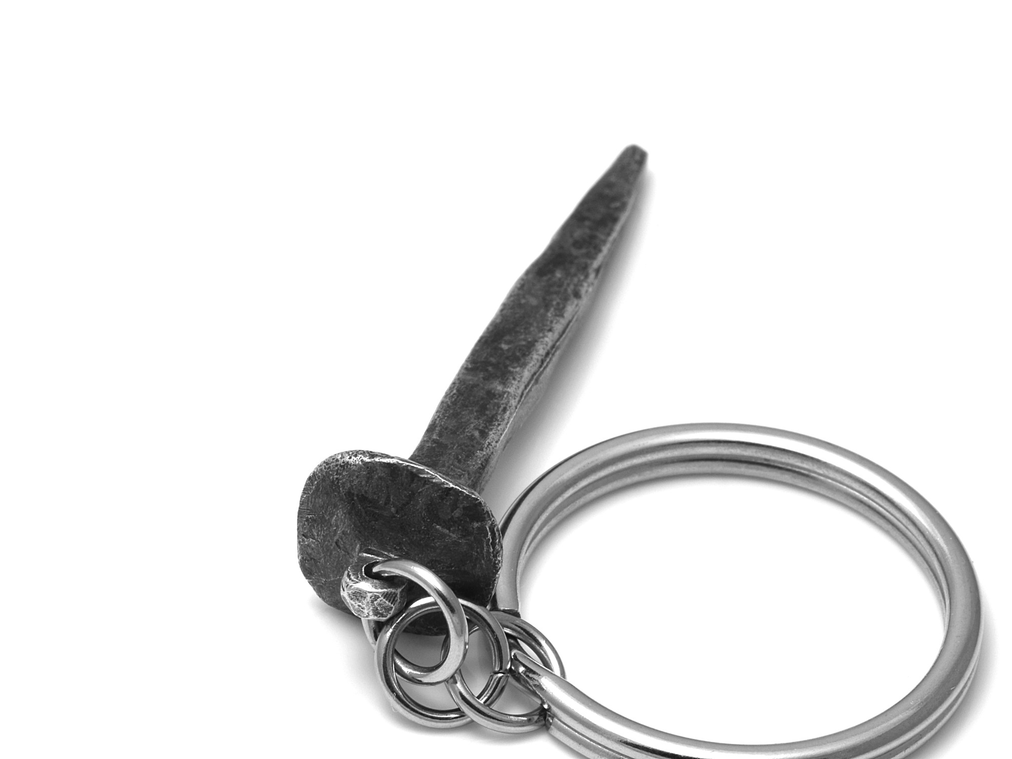 Gammal Järnspik Nyckelring, Verktyg Accessoar, Spik Nyckelhållare i Tenn och Stål - 3