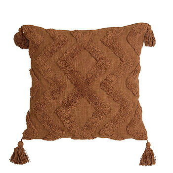 Cushion cover Tassels Rust tufted cotton Farm romance country style