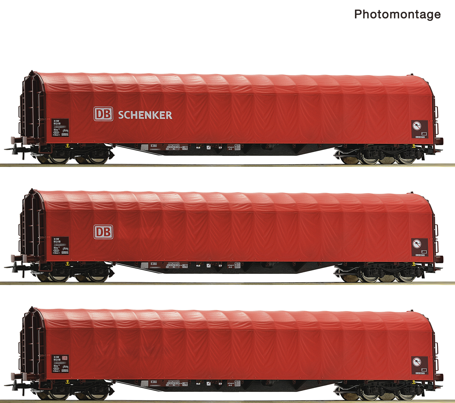 3 piece set: Sliding tarpaulin wagons, DB AG