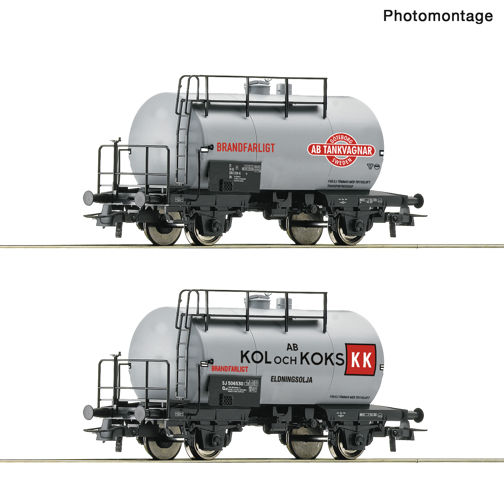 2 piece set: Tank wagons, SJ