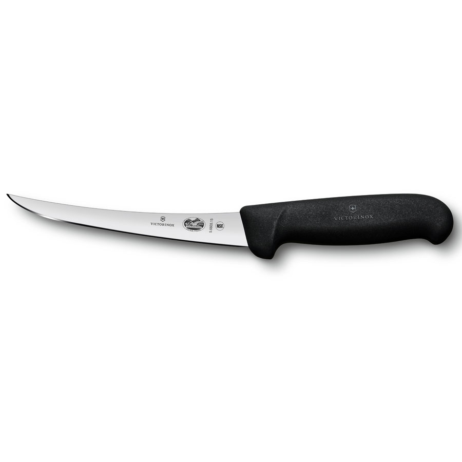 Victorinox Urbeningskniv svart Fibrox med smalt svängt skär