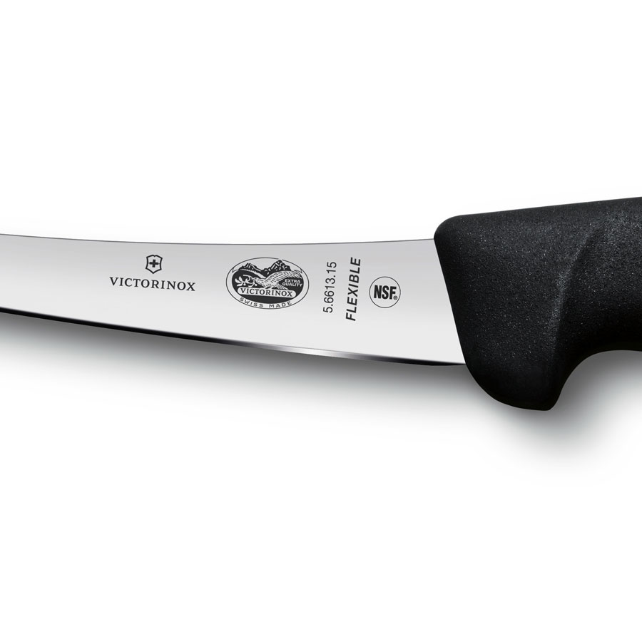 Victorinox Urbeningskniv, 15 cm, svart Fibrox smalt flexibelt - 2
