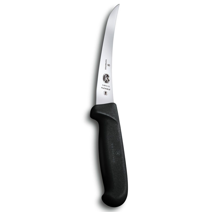 Victorinox Urbeningskniv, 15 cm, svart Fibrox smalt flexibelt