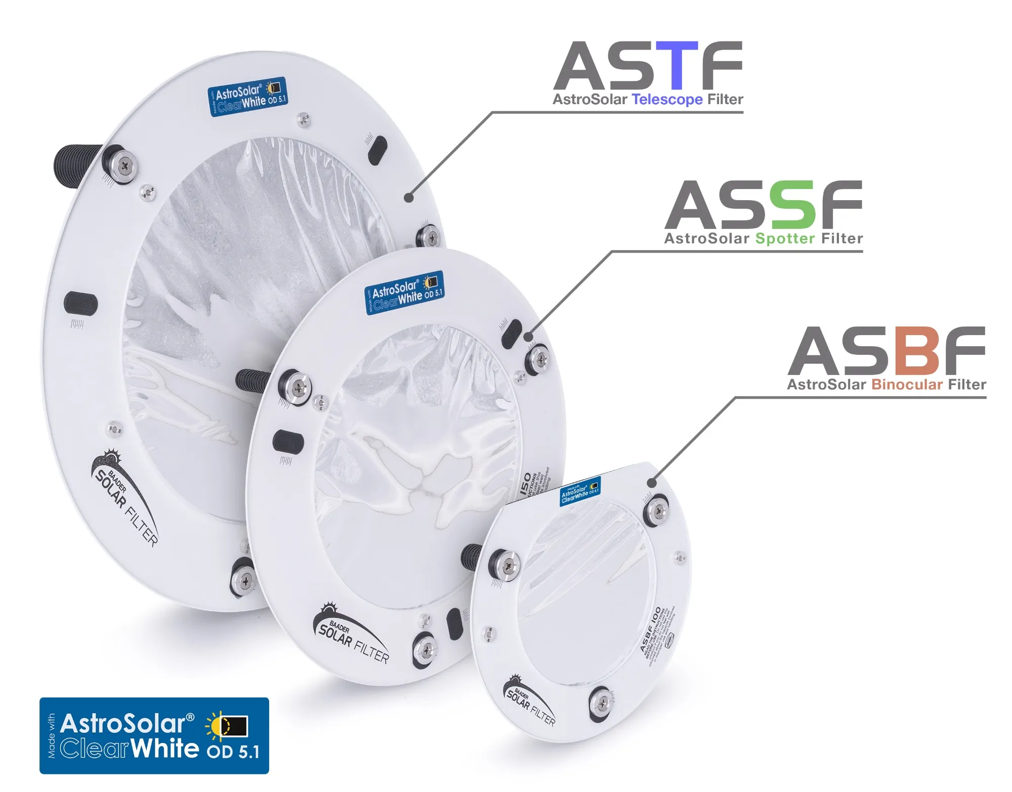 BAADER-PLANETARIUM ASSF SOLFILTER OD5.1 TILL SMÅ TELESKOP - 7