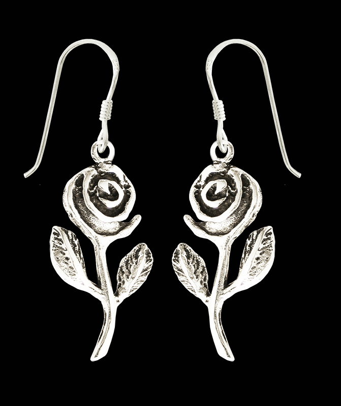 "En blomma som består" rosörhängen i Äkta silver.