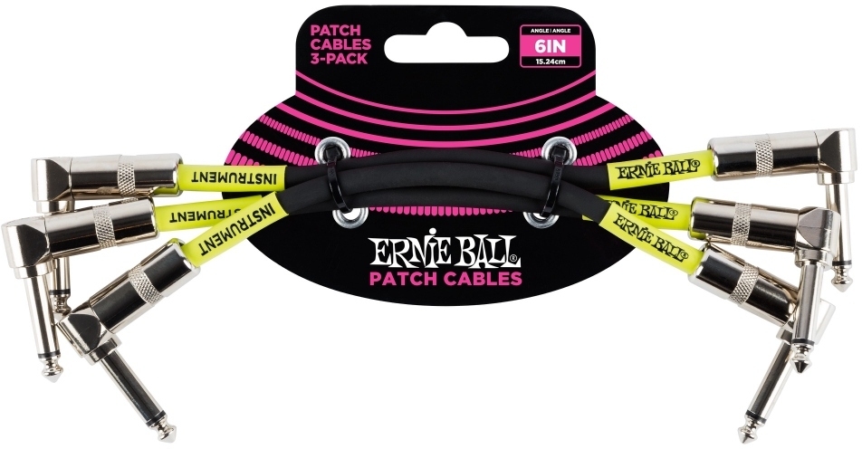 Ernie Ball 6050 15cm Black Patch Cord - 3-pack