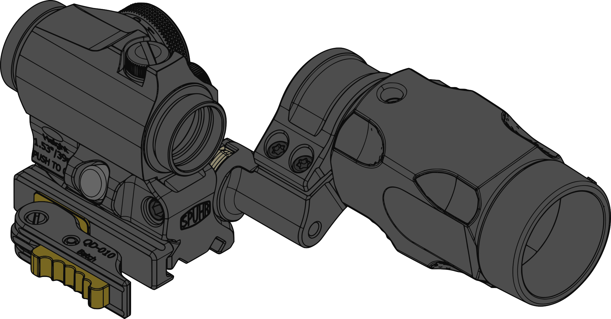 Spuhr QDF-20153K Aimpoint T-2 Magnifier Mount H39mm/1.53" QDP - 2