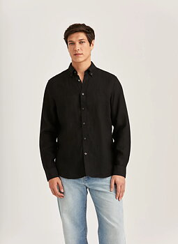 Morris - Douglas Linen Shirt Classic Fit - Black