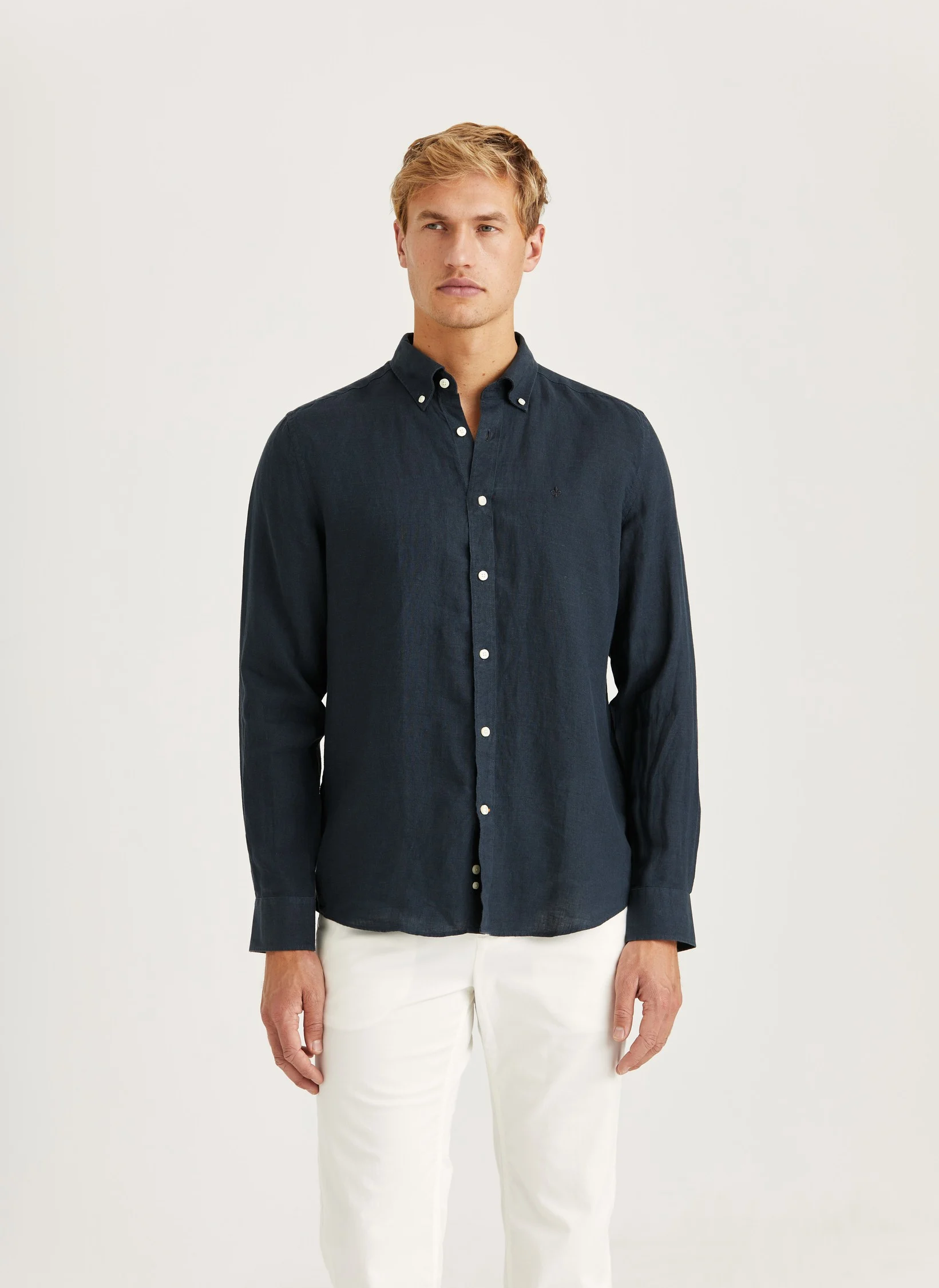 Morris - Douglas Linen Shirt Classic Fit - Blue