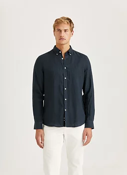 Morris - Douglas Linen Shirt Classic Fit - Blue