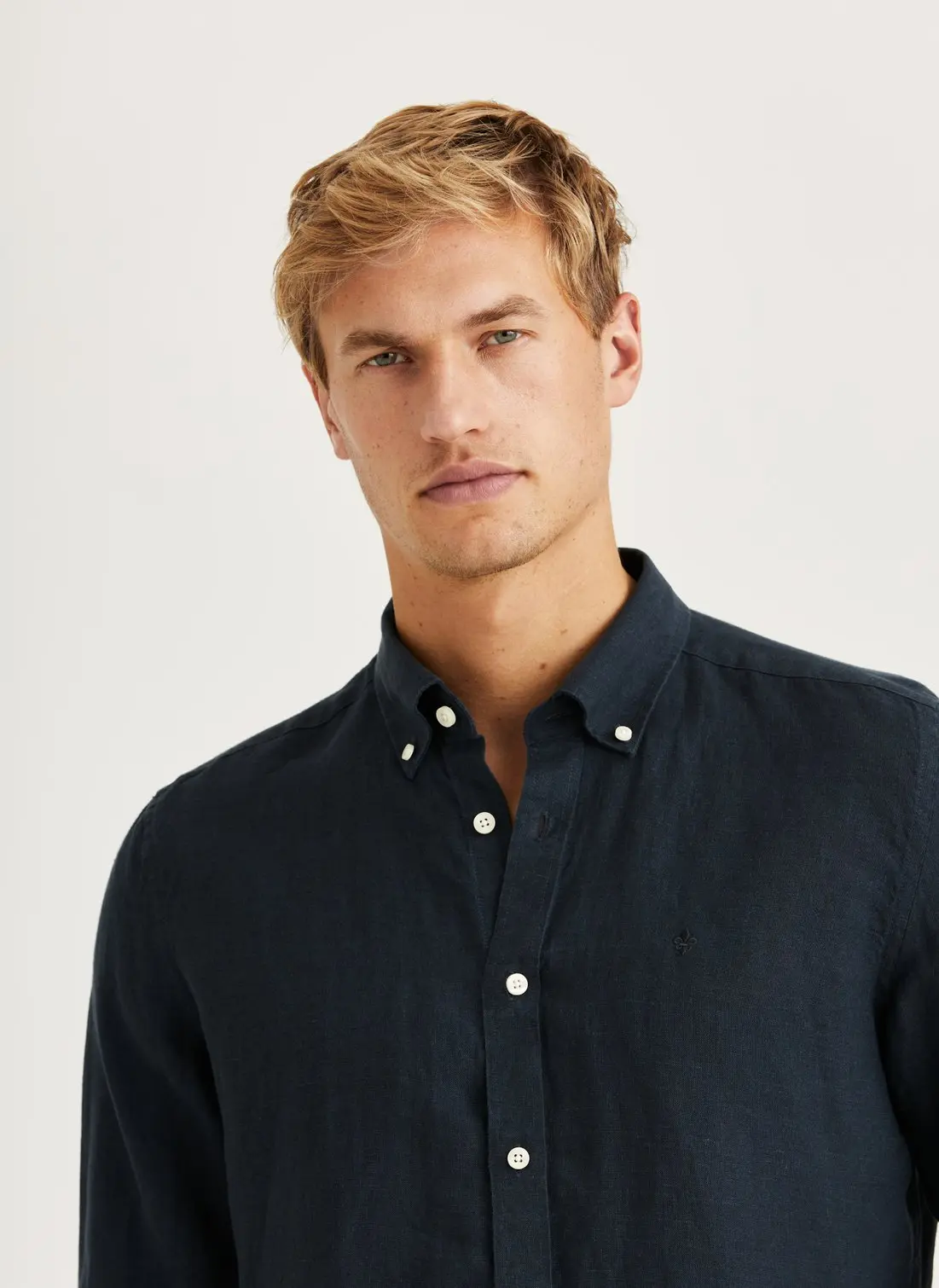 Morris - Douglas Linen Shirt Classic Fit - Blue - 3