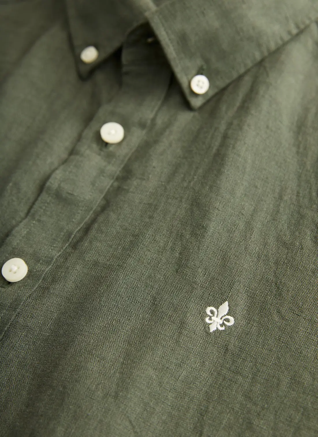 Morris - Douglas Linen Shirt Classic Fit - Olive - 4