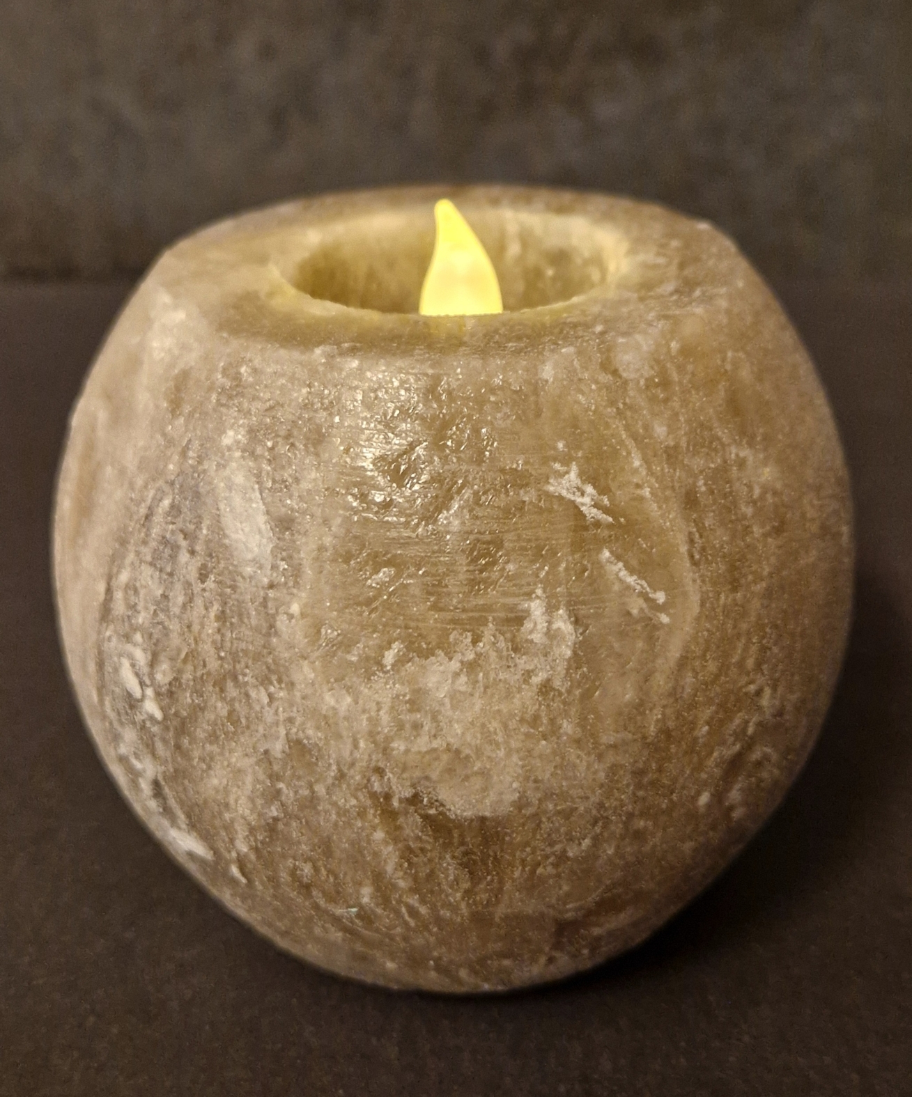 Grå Himalaya Salt  Ljuslykta . Rund