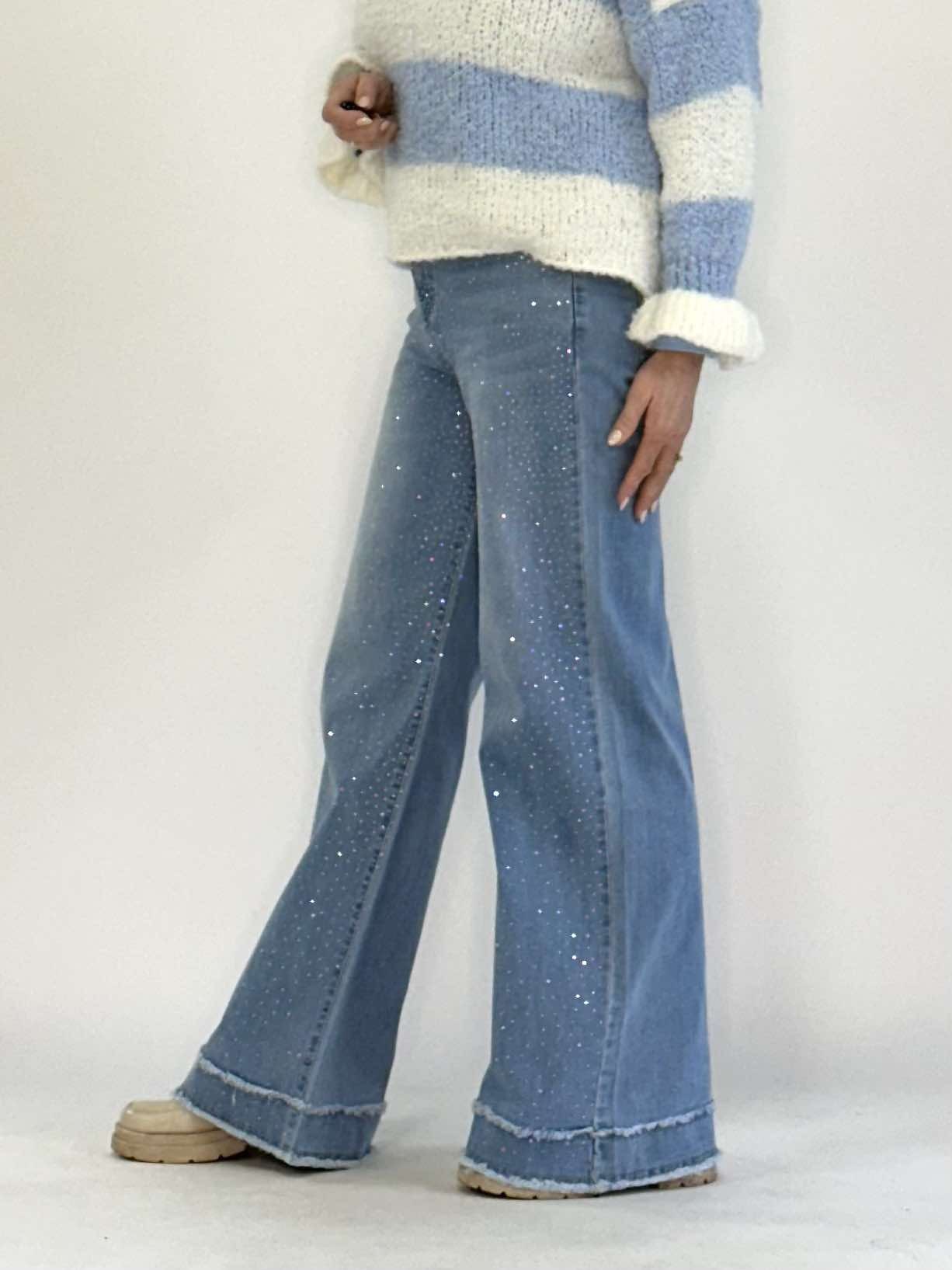 Jeans med strass / Ljusblå