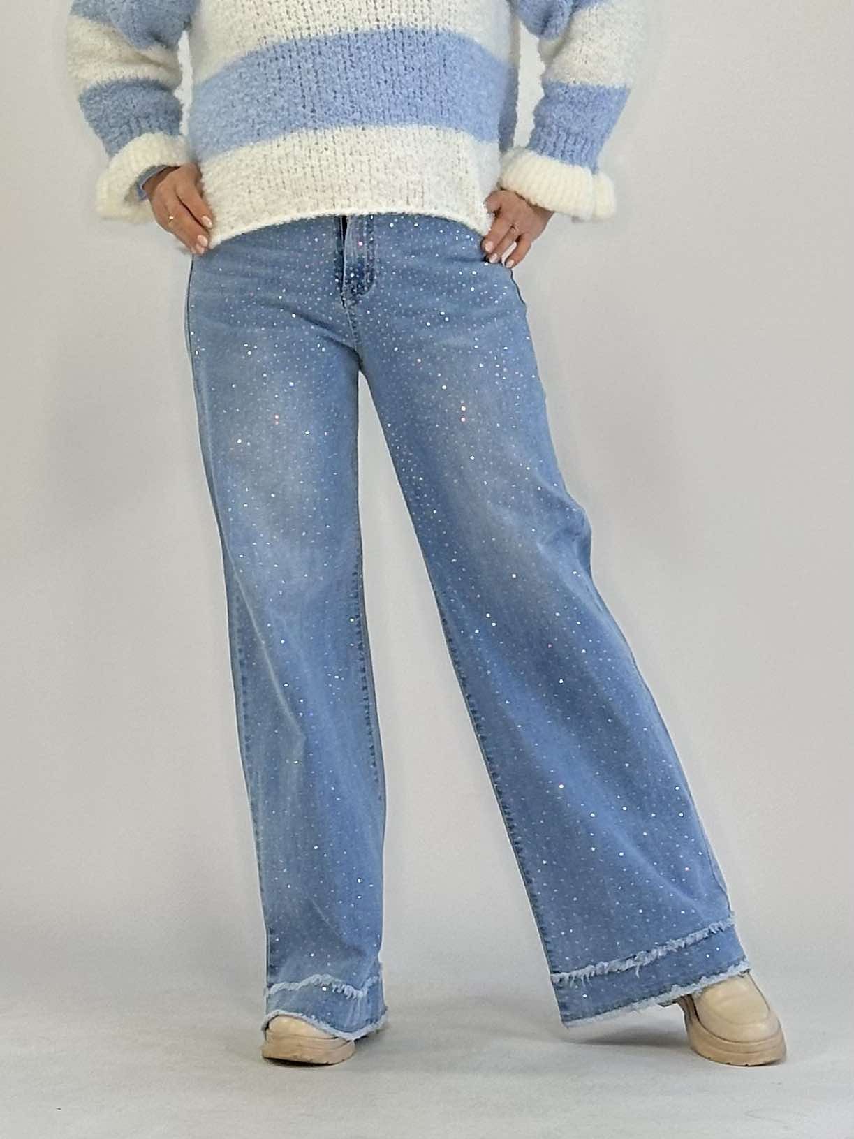Jeans med strass / Ljusblå