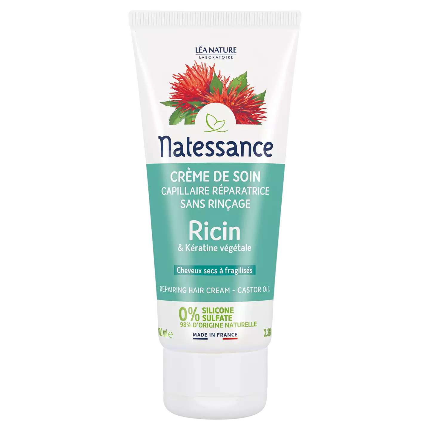 Natessance Repairing Hair cream - Castor oil & plant keratin