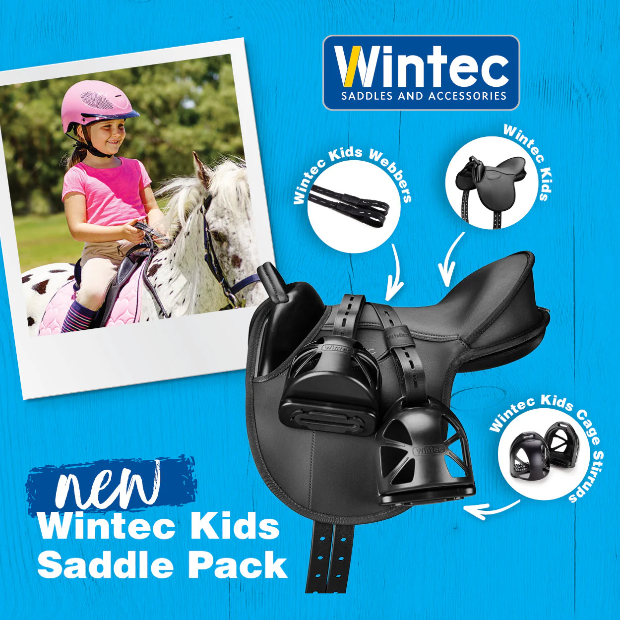 BESTSELGER! Wintec Kids ponnisal med remmer og bøyler Saddle Pack - 3