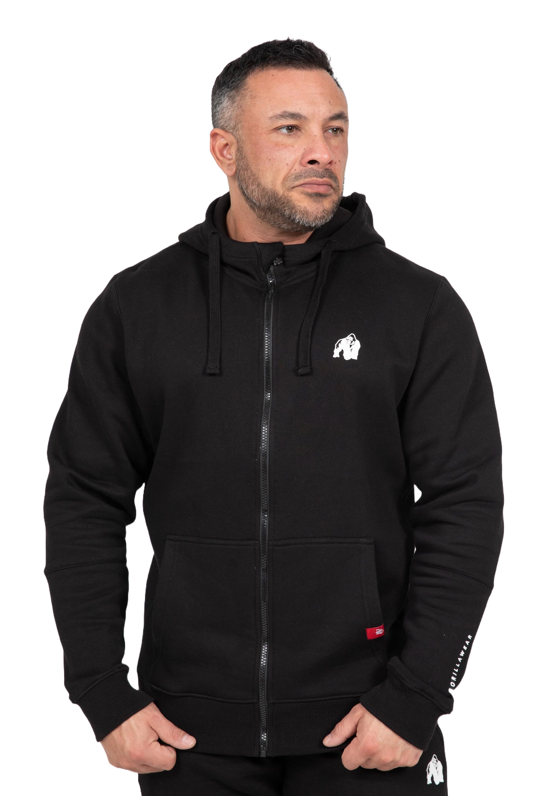 Leon Zipped Hoodie, black