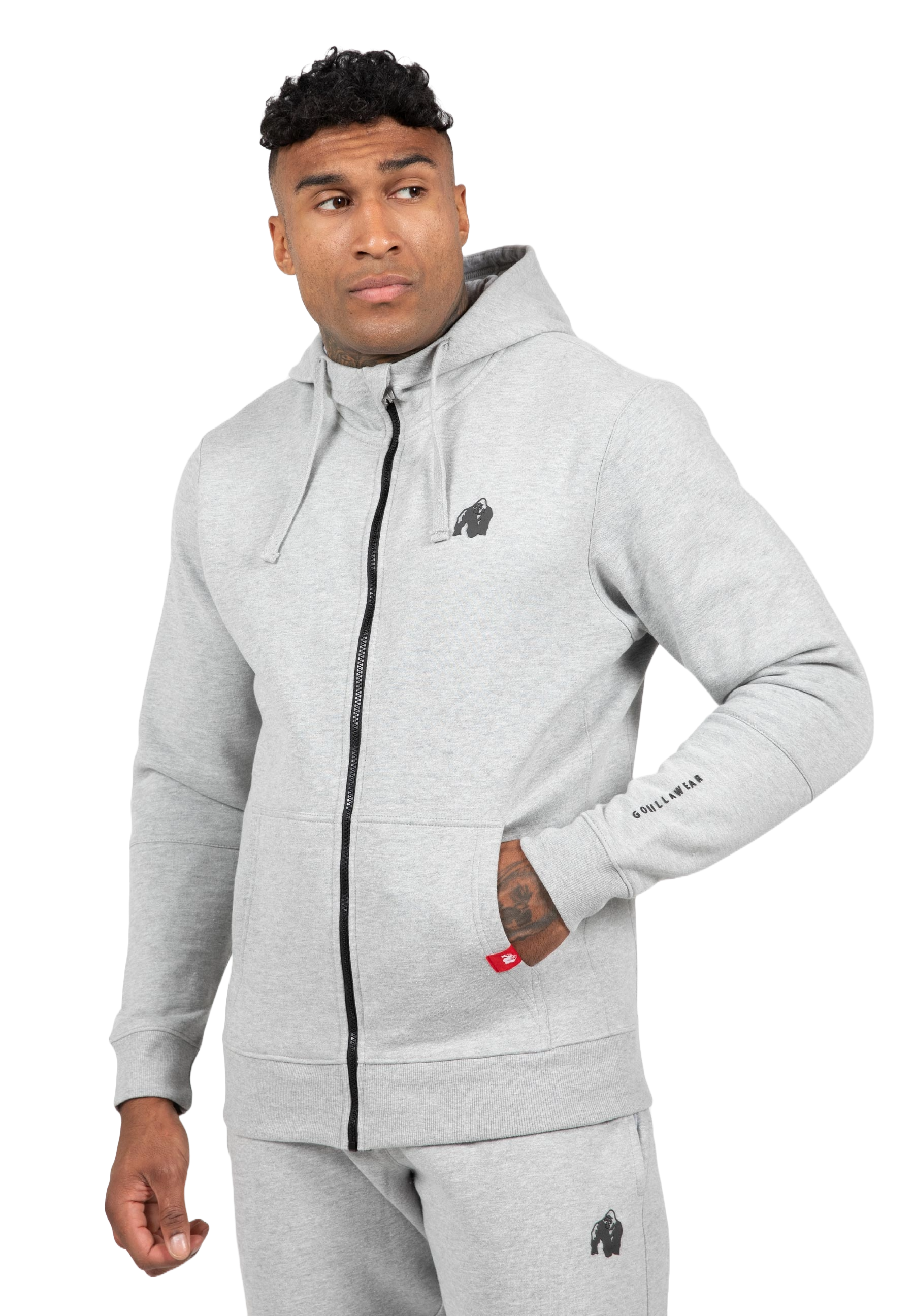 Leon Zipped Hoodie, grey