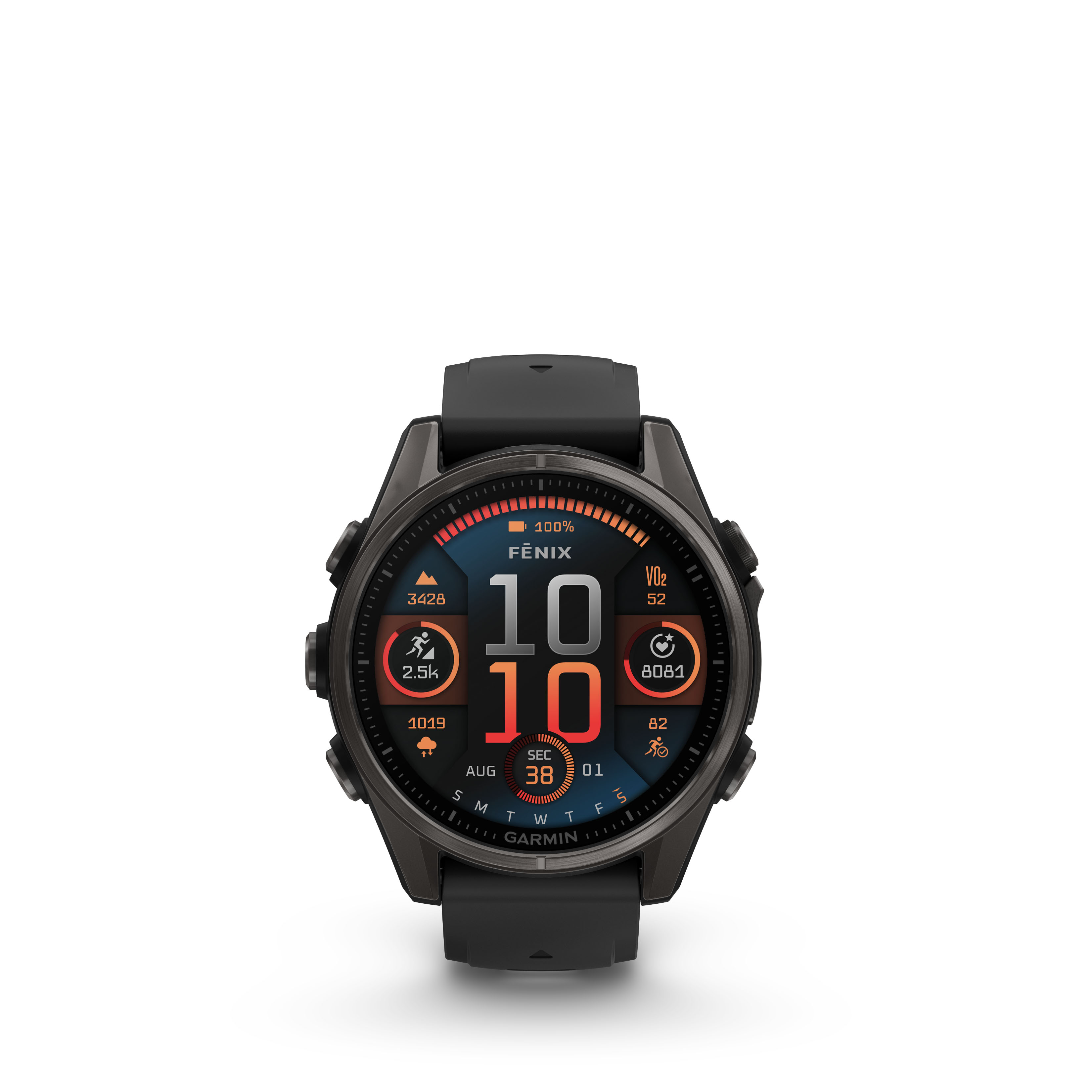 Garmin fēnix® 8-43 mm, AMOLED Sapphire, Gray DLC Titanium with Black/Stone Gray Silicone Strap - 17