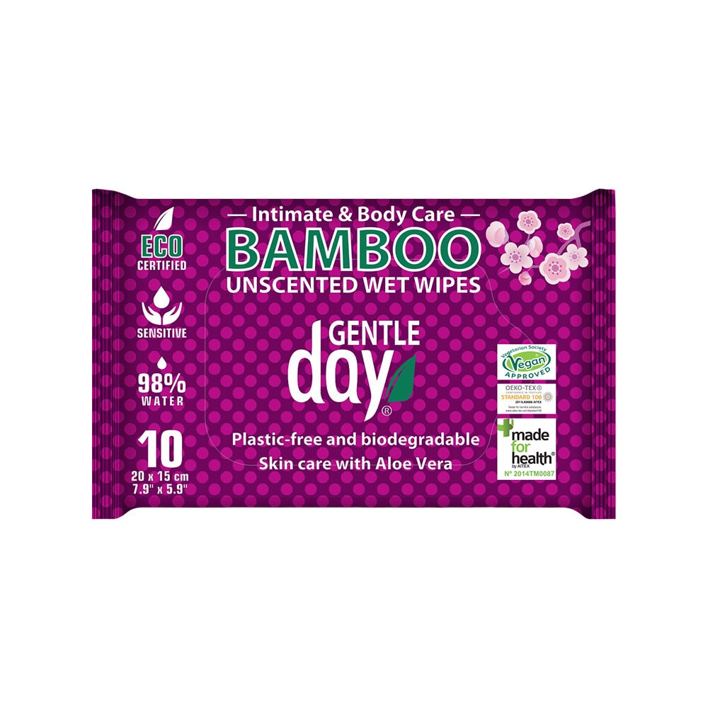 Oparfymerade bamboo wipes, 10 st Gentle Day