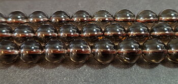 Mörk Rökkvarts Pärlor på Sträng - Runda, 10mm