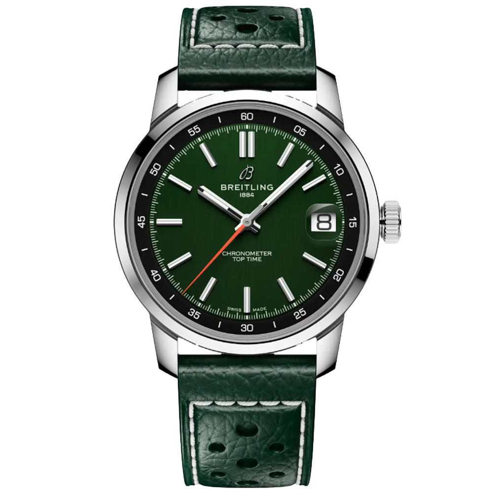 AB3113171L1X1 Breitling Top Time B31 mörkgrön med läder