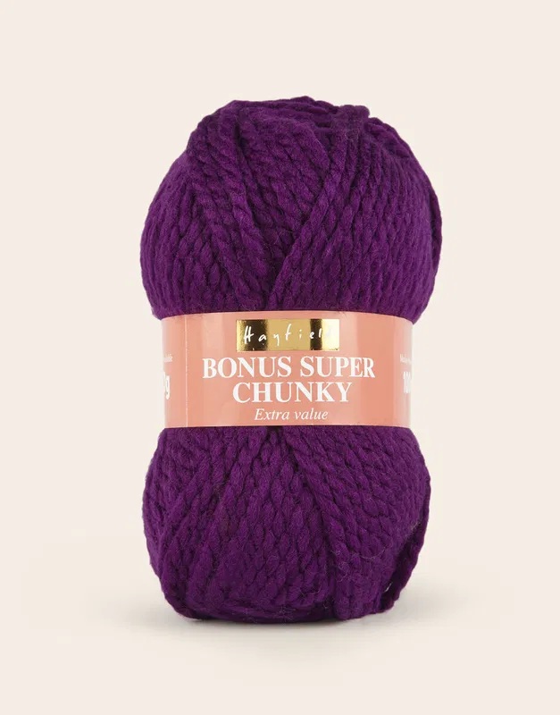 Hayfield Bonus Super Chunky 0840 Purple 100g Stickfasthet 9 maskor på 10 cm stickor/virknål  10 mm