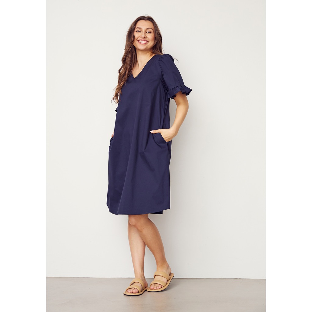Sigga Flounce Dress - Navy - Isay
