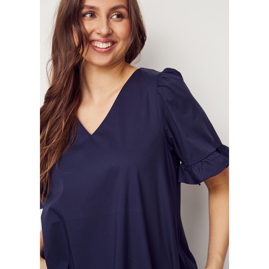 Sigga Flounce Dress - Navy - Isay - 3