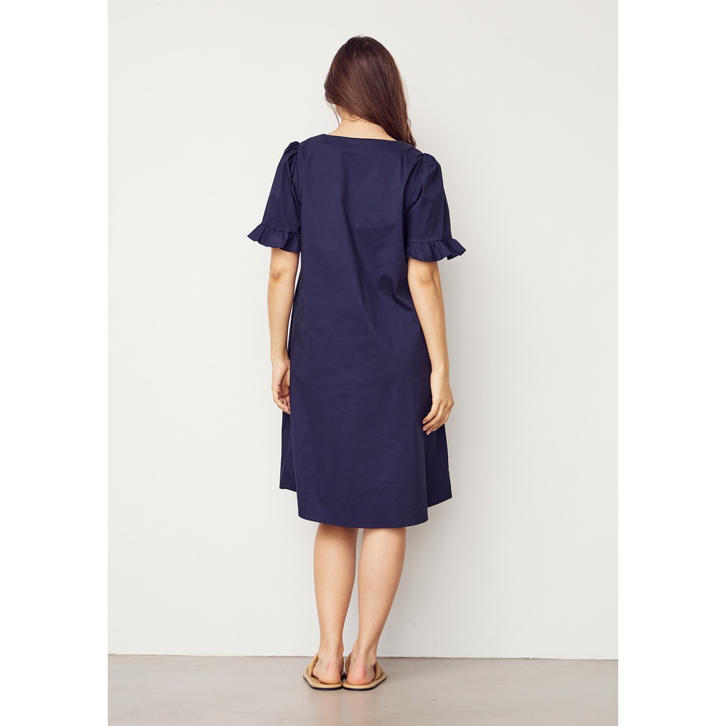 Sigga Flounce Dress - Navy - Isay