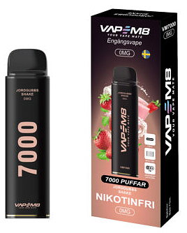 VM8 VM7000 Jordgubbs Shake 0mg – engångsvape