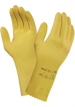 Flergångshandske Latex Flossad Gul