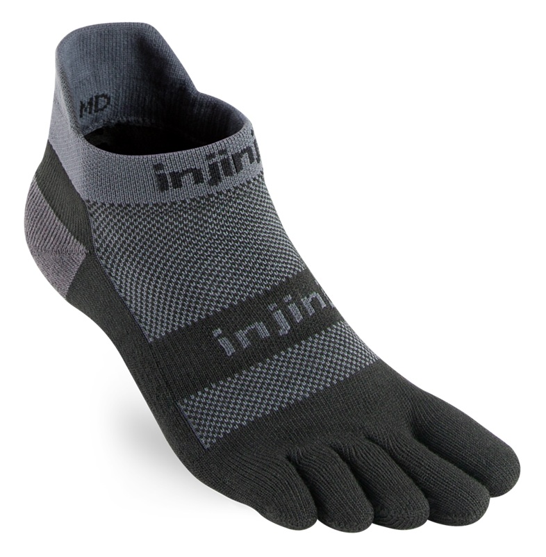 Injinji Run Midweight No Show Coolmax Black Gray